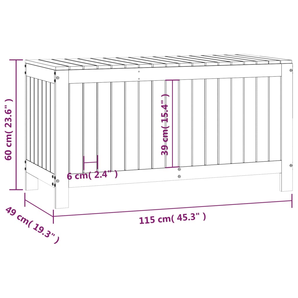 Contenitore da Giardino 115x49x60 cm in Legno Massello di Pino - homemem39
