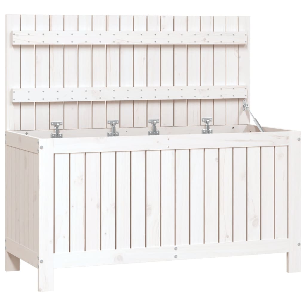 Contenitore da Giardino Bianco 115x49x60 cm Legno Massello Pino - homemem39
