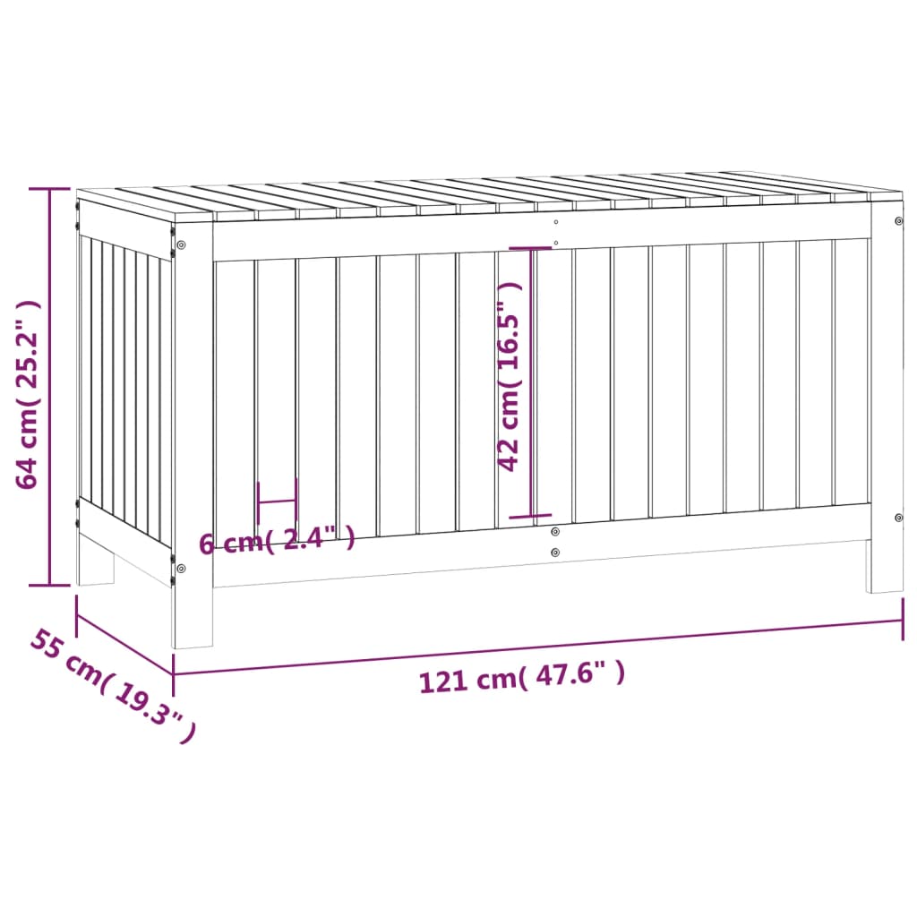 Contenitore da Giardino Ambra 121x55x64 cm Legno Massello Pino