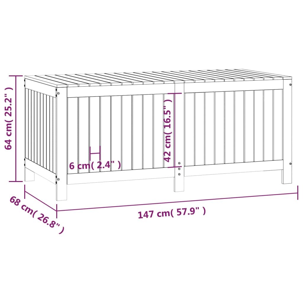 Contenitore da Giardino Bianco 147x68x64 cm Legno Massello Pino - homemem39