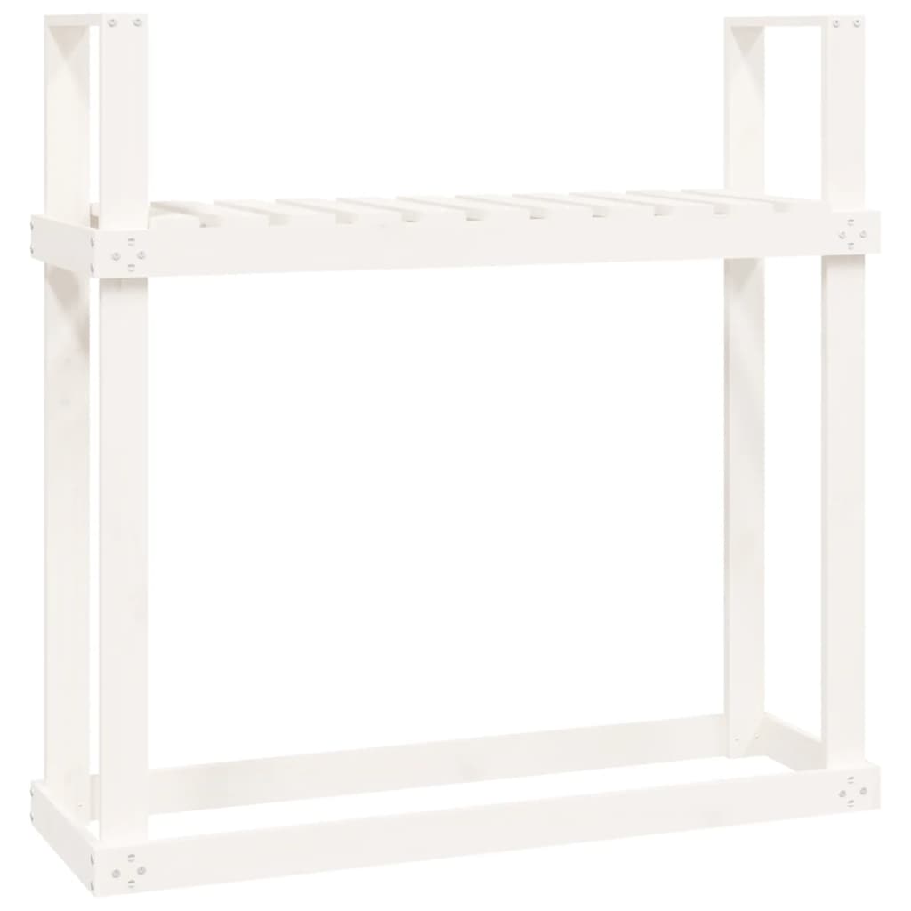 Portalegna Bianco 110x35x108,5 cm in Legno Massello di Pino - homemem39