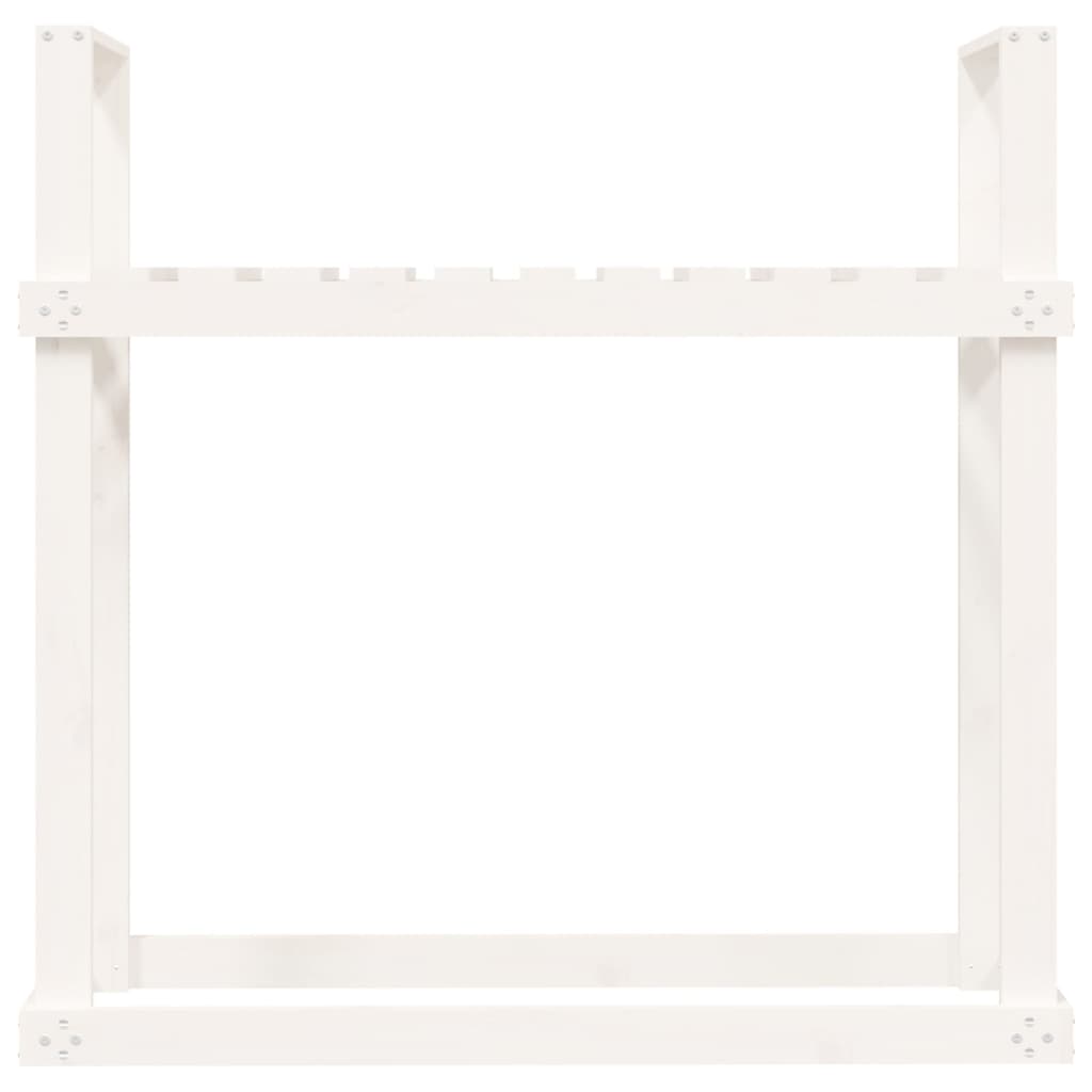 Portalegna Bianco 110x35x108,5 cm in Legno Massello di Pino - homemem39