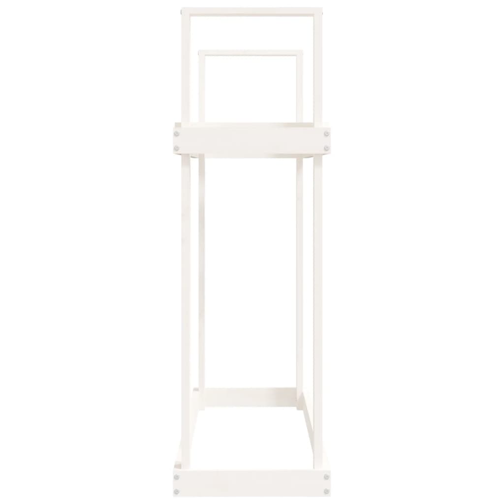 Portalegna Bianco 110x35x108,5 cm in Legno Massello di Pino - homemem39