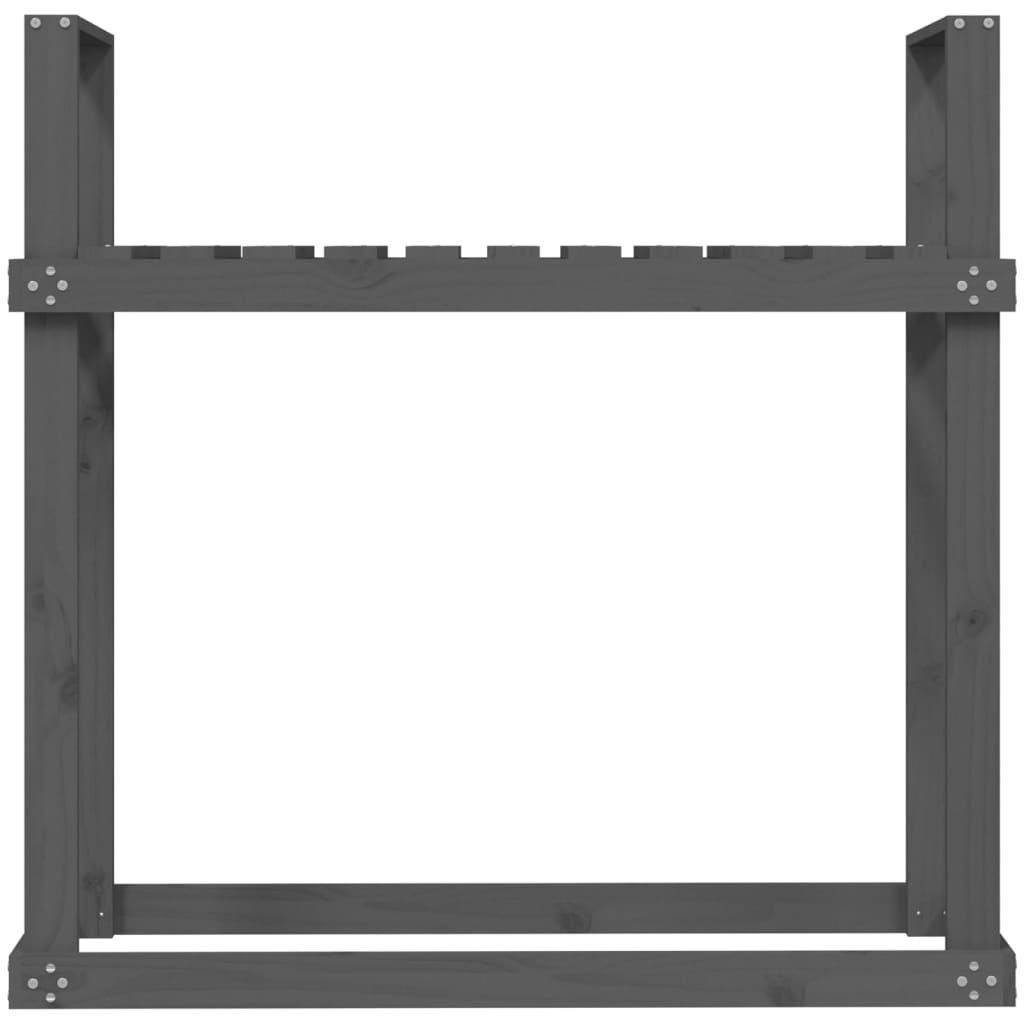 Portalegna Grigio 110x35x108,5 cm in Legno Massello di Pino - homemem39
