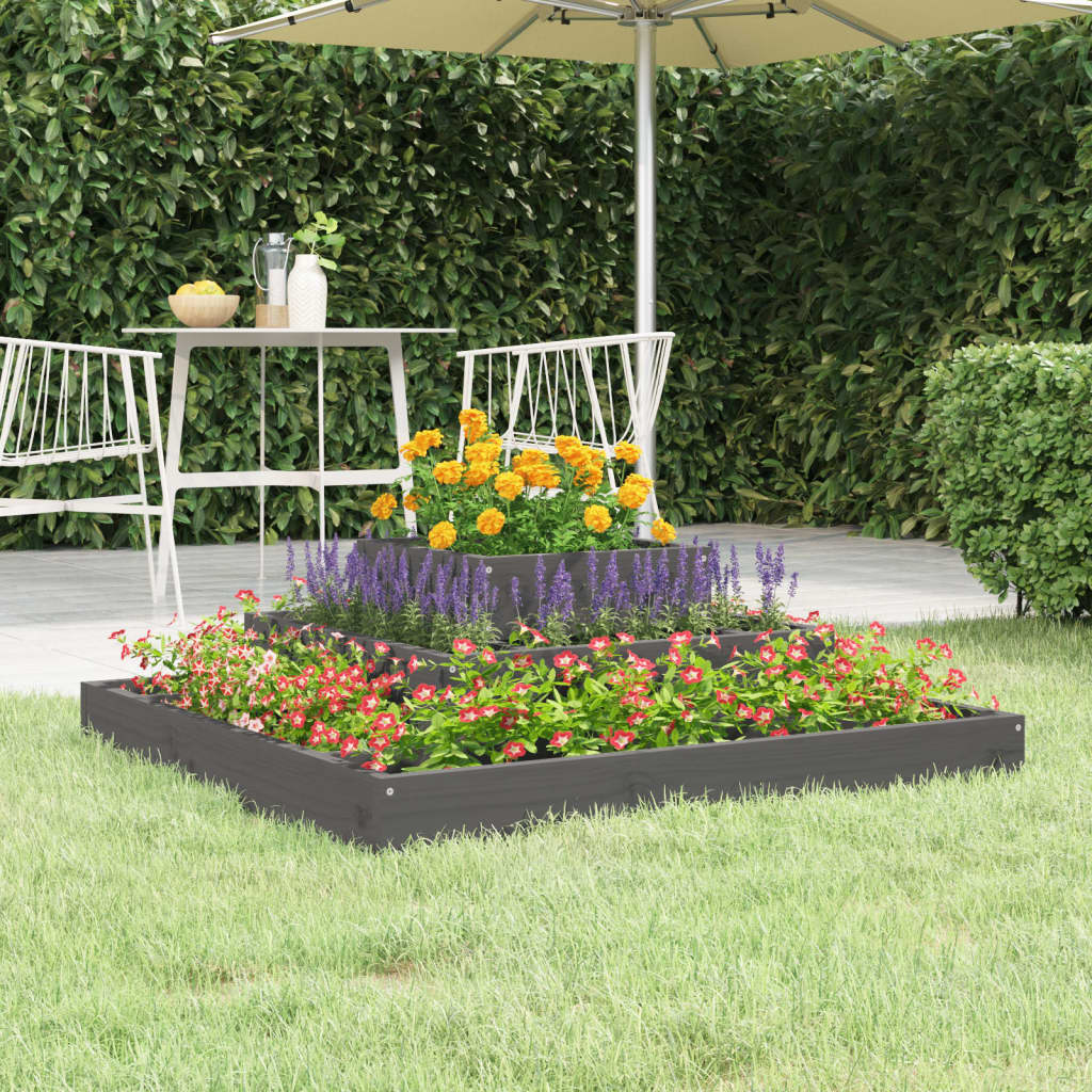 Fioriera Grigia 80x80x27 cm in Legno Massello di Pino - homemem39
