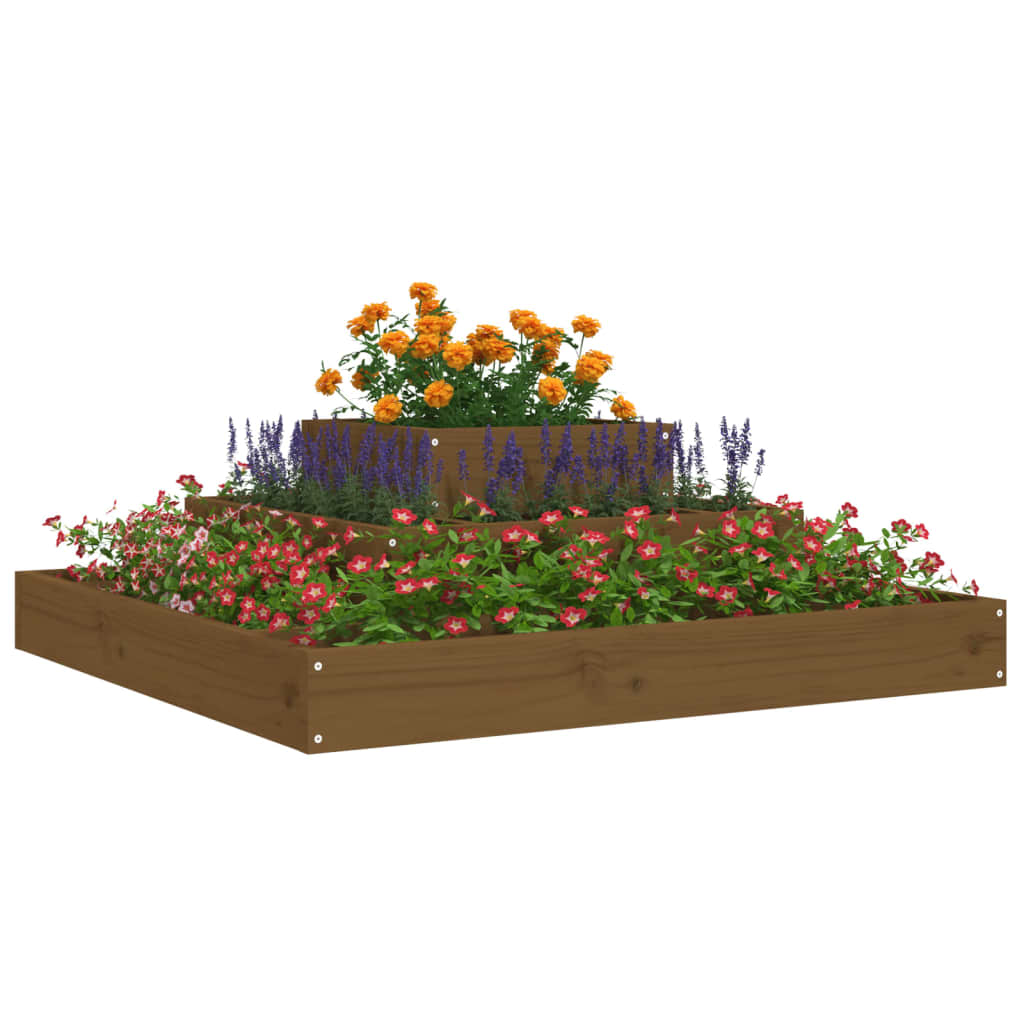 Fioriera Marrone Ambra 80x80x27 cm in Legno Massello di Pino