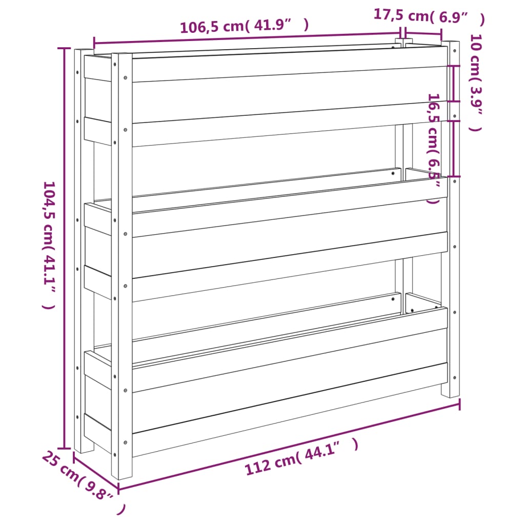 Fioriera Marrone Ambra 112x25x104,5cm in Legno Massello di Pino | homemem39