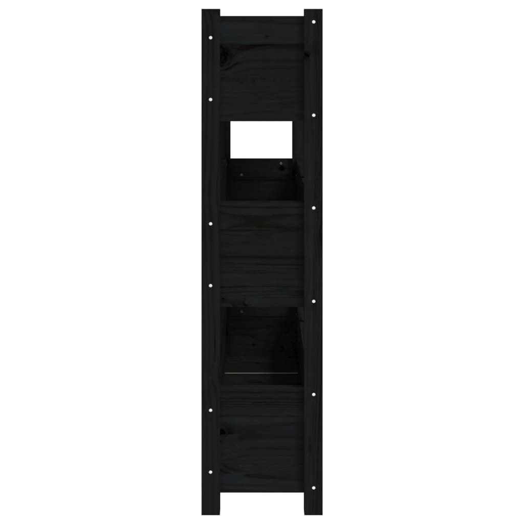 Fioriera Nera 112x25x104,5 cm in Legno Massello di Pino - homemem39