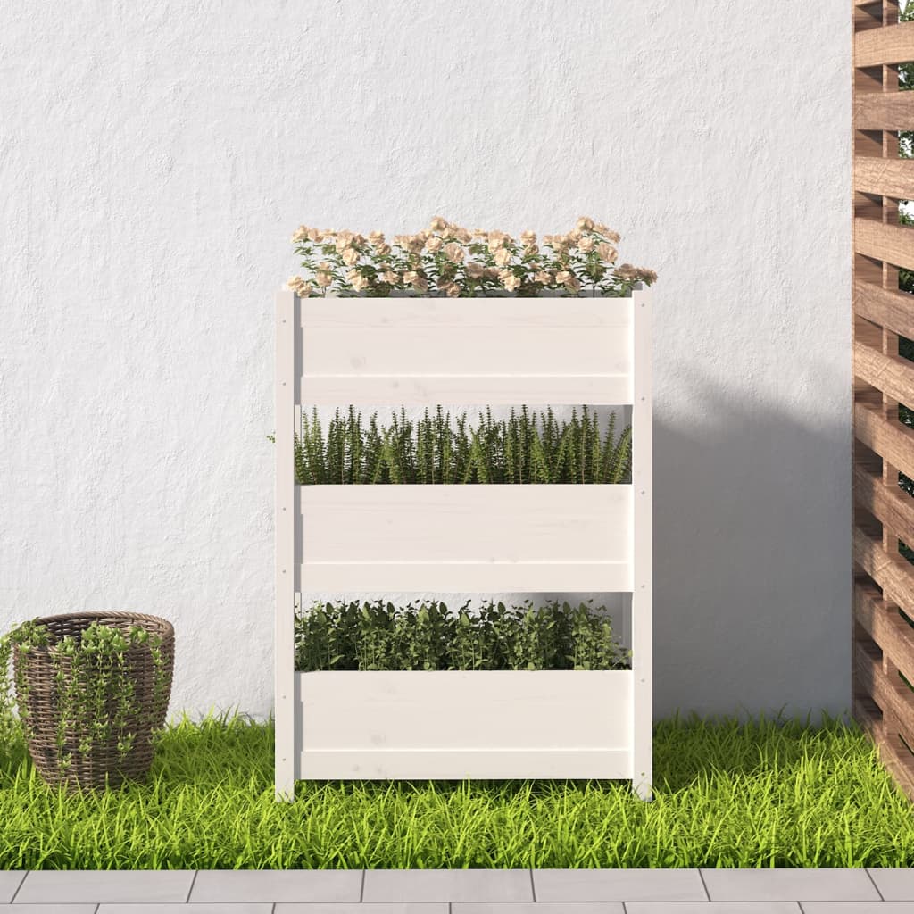 Fioriera Bianca 77x25x104,5 cm in Legno Massello di Pino - homemem39