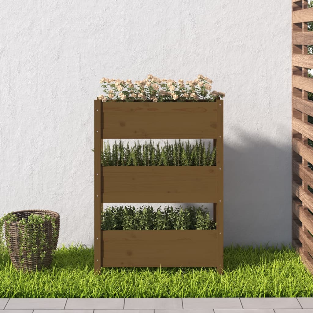Fioriera Marrone Ambra 77x25x104,5 cm in Legno Massello di Pino - homemem39