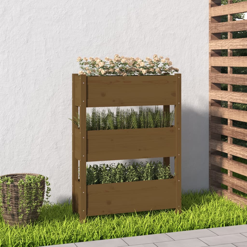 Fioriera Marrone Ambra 77x25x104,5 cm in Legno Massello di Pino - homemem39
