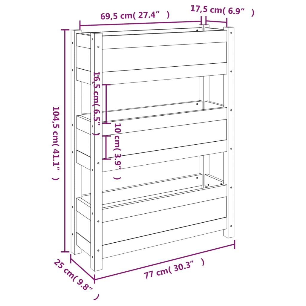 Fioriera Nera 77x25x104,5 cm in Legno Massello di Pino - homemem39