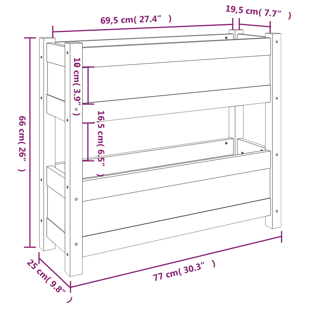 Fioriera Bianca 77x25x66 cm in Legno Massello di Pino - homemem39