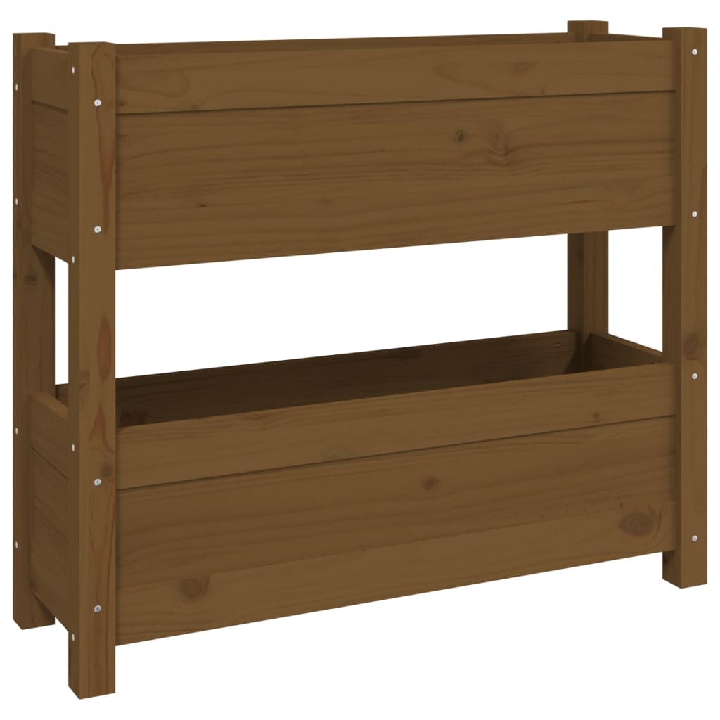 Fioriera Marrone Ambra 77x25x66 cm in Legno Massello di Pino - homemem39