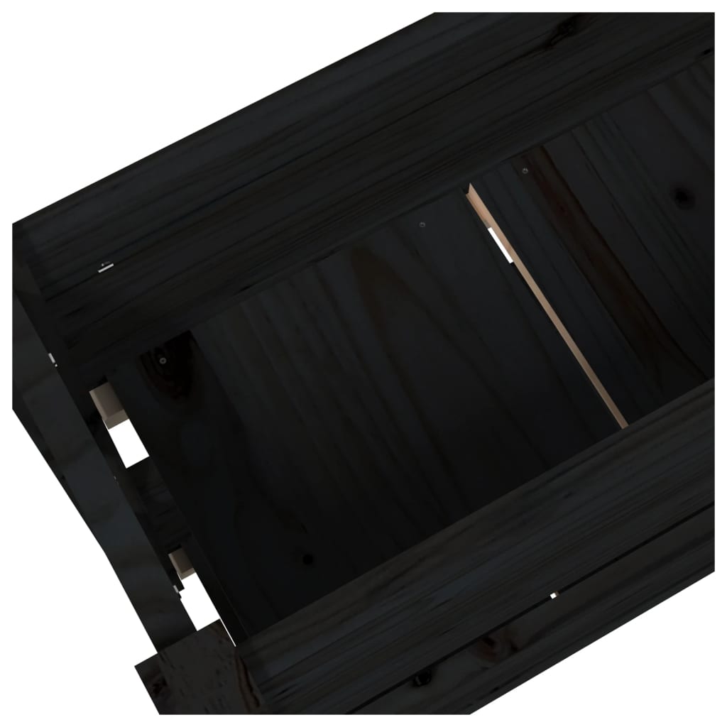 Fioriera Nera 77x25x66 cm in Legno Massello di Pino - homemem39