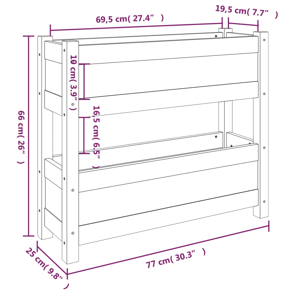 Fioriera Nera 77x25x66 cm in Legno Massello di Pino - homemem39