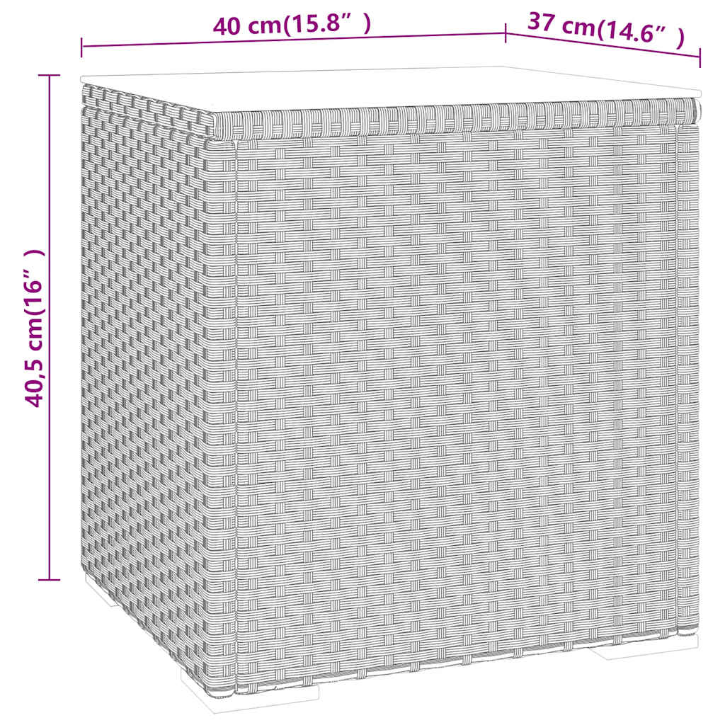 Tavolino Nero 40x37x40,5 cm Polyrattan e Vetro Temperato | homemem39