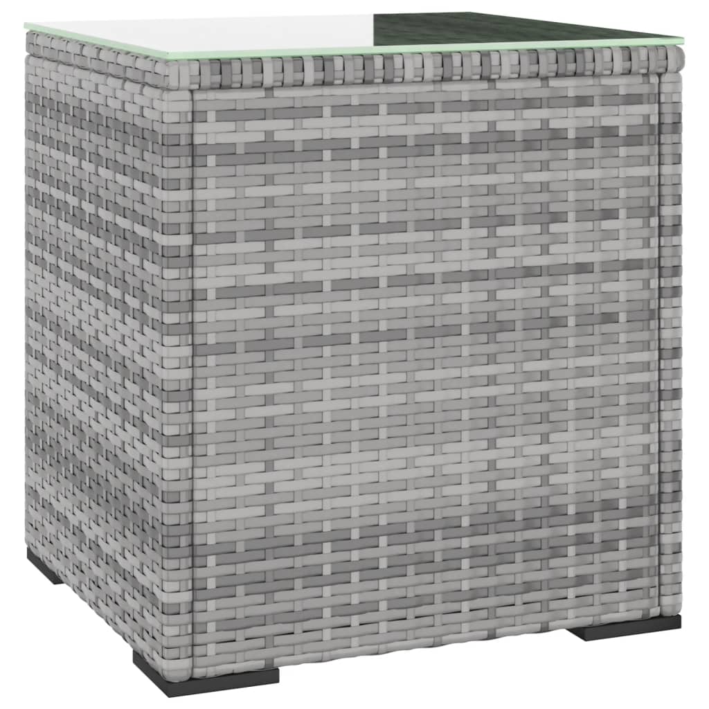 Tavolino Grigio 40x37x40,5 cm Polyrattan e Vetro Temperato - homemem39