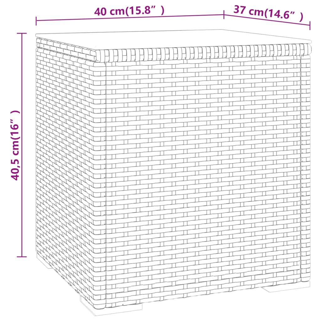Tavolino Grigio 40x37x40,5 cm Polyrattan e Vetro Temperato - homemem39