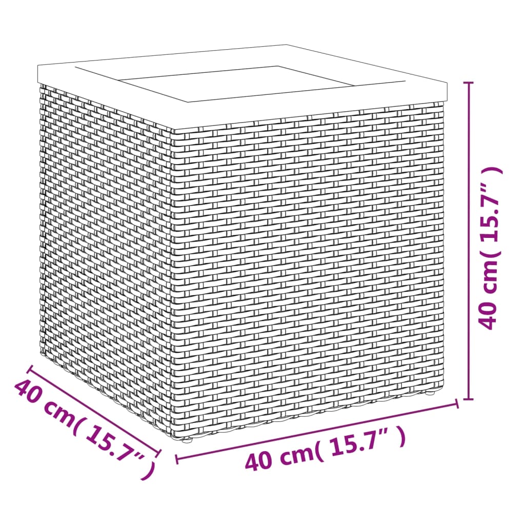 Fioriera Nera 40x40x40 cm in Polyrattan | homemem39