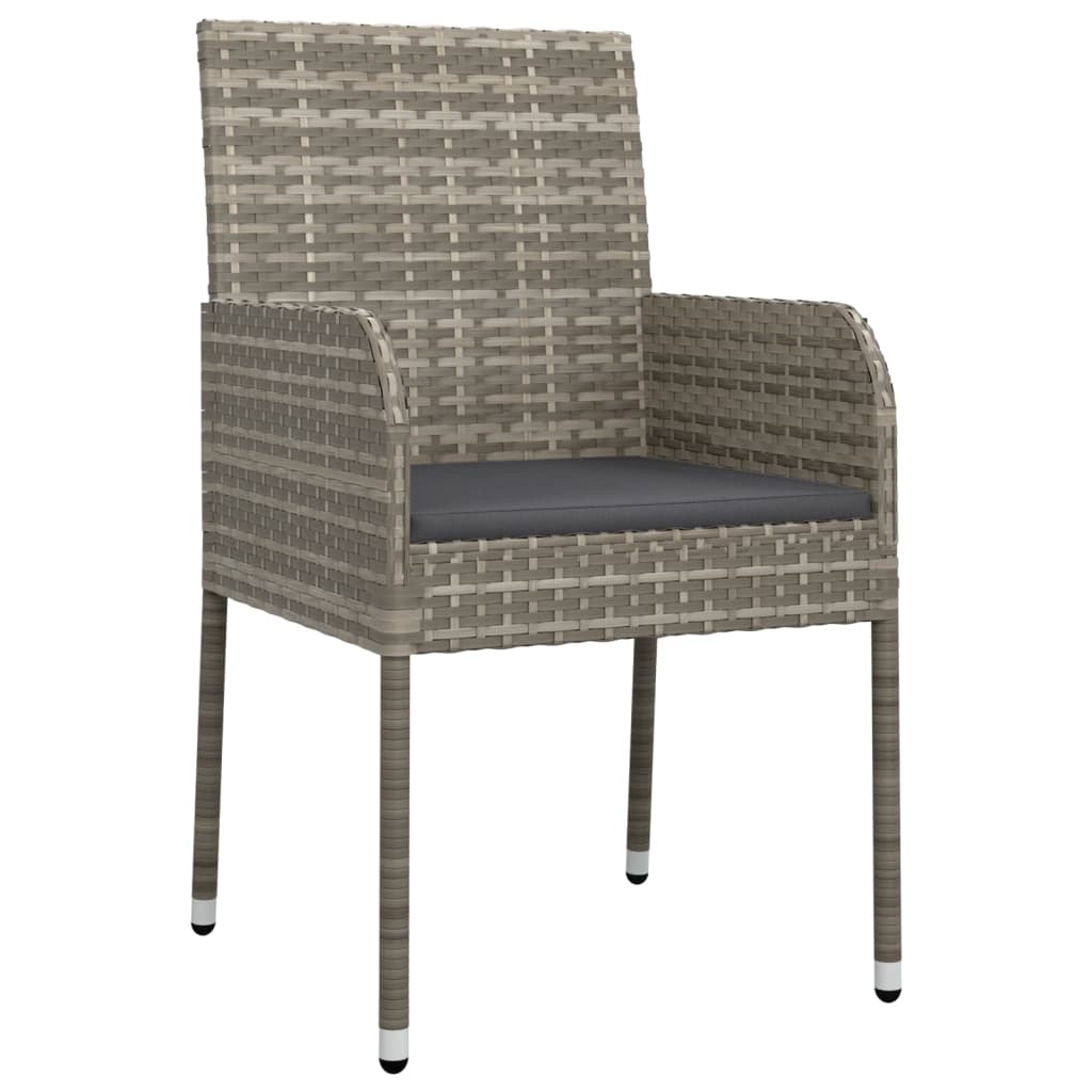Sedie da Giardino con Cuscini 4 pz in Polyrattan Grigie - homemem39