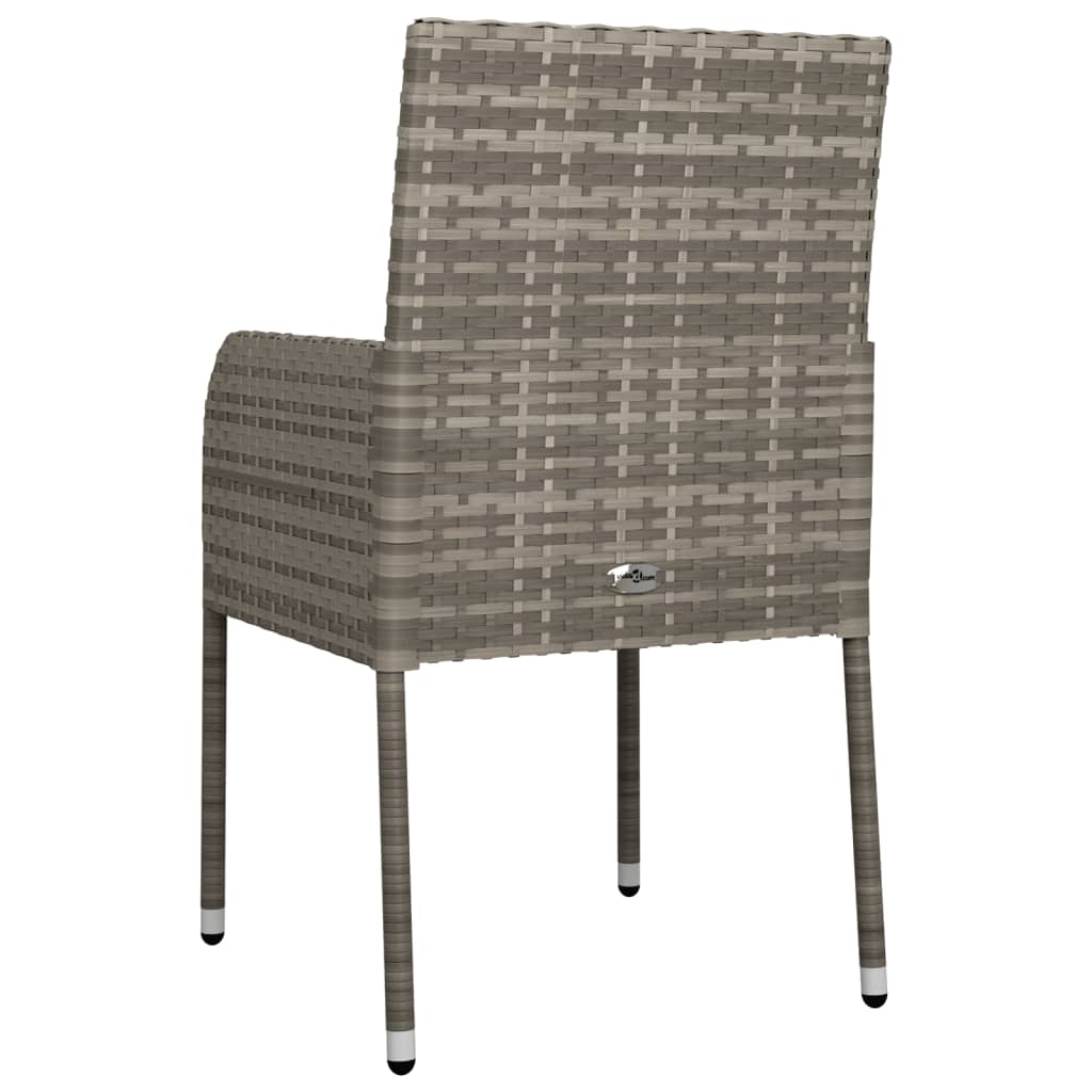 Sedie da Giardino con Cuscini 4 pz in Polyrattan Grigie - homemem39