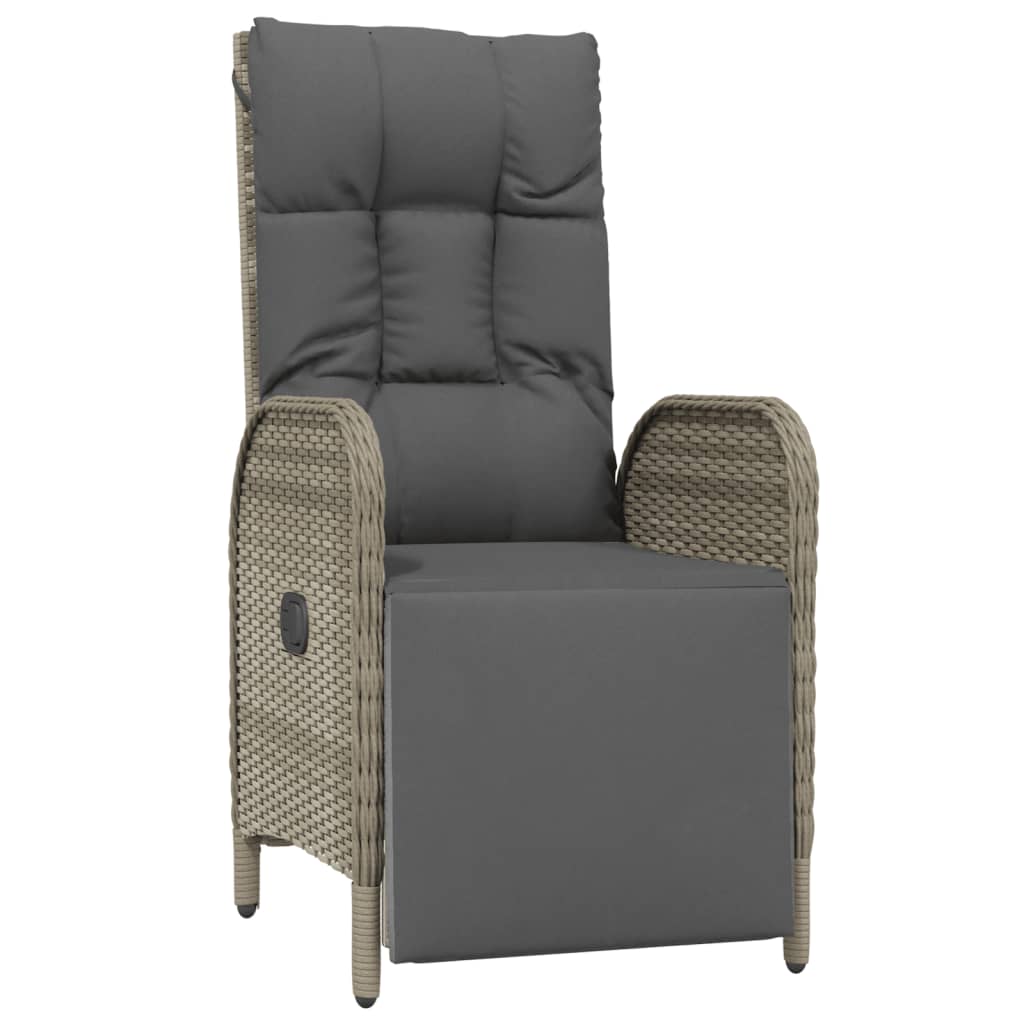 Sedie Reclinabili da Giardino 2 pz con Tavolo Grigio Polyrattan
