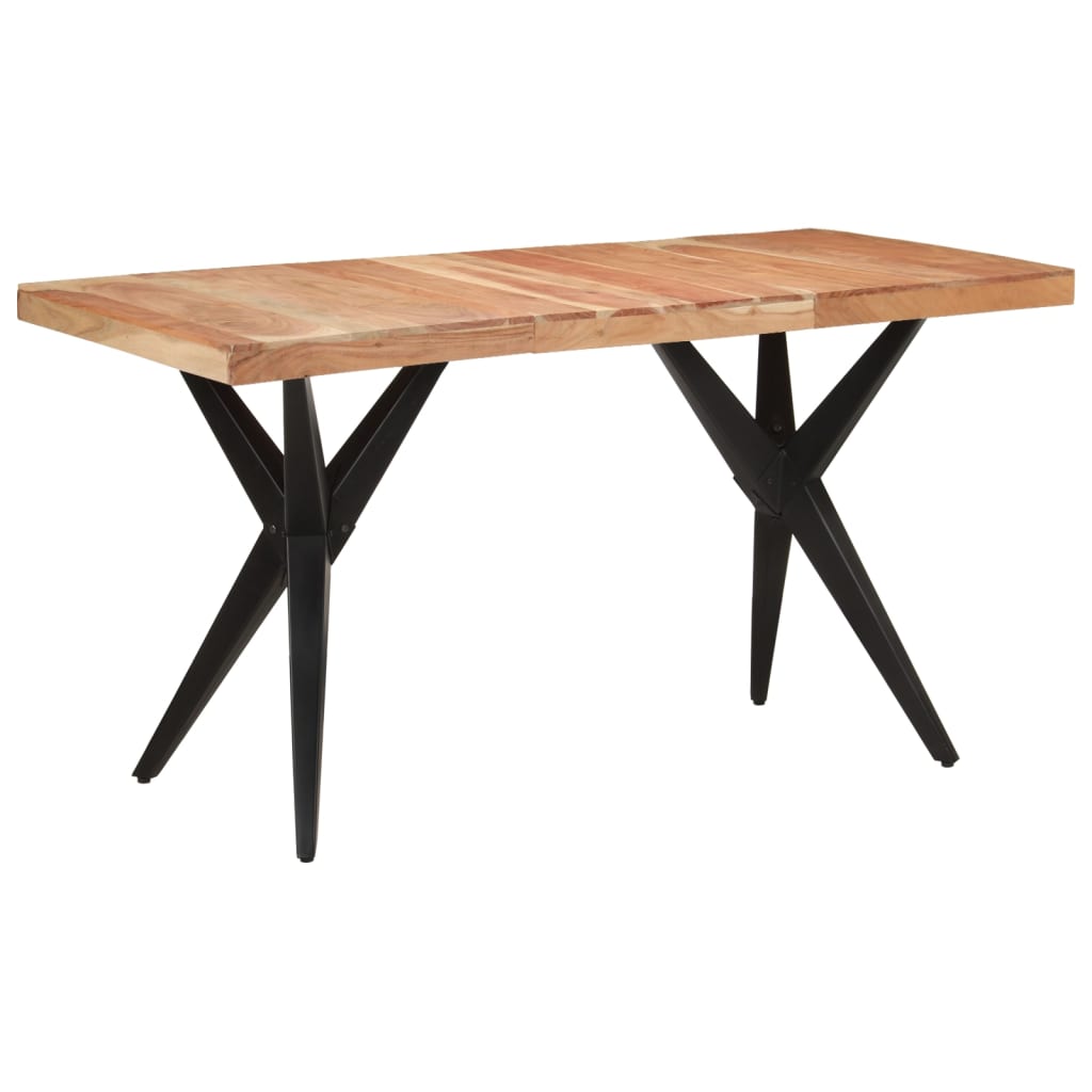 Tavolo da Pranzo Nero 140x70x76 cm in Legno Massello di Acacia | homemem39
