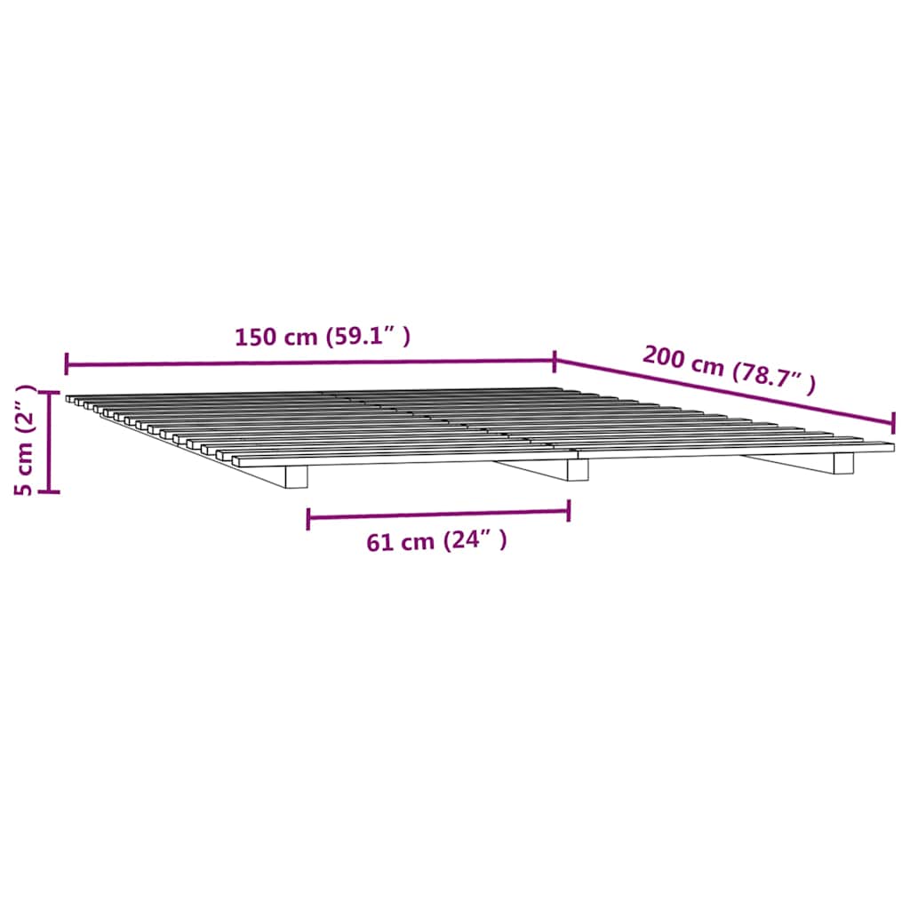 Giroletto senza Materasso 150x200 cm in Legno Massello di Pino | homemem39