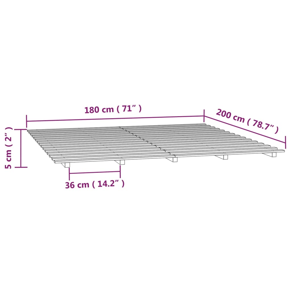 Giroletto senza Materasso Bianco 180x200 cm Legno Massello Pino | homemem39