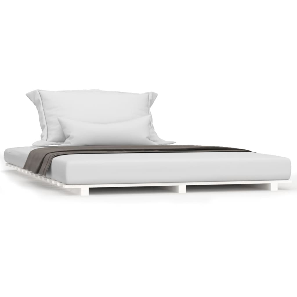 Letto senza Materasso Bianco 140x190 cm Legno Massello di Pino - homemem39