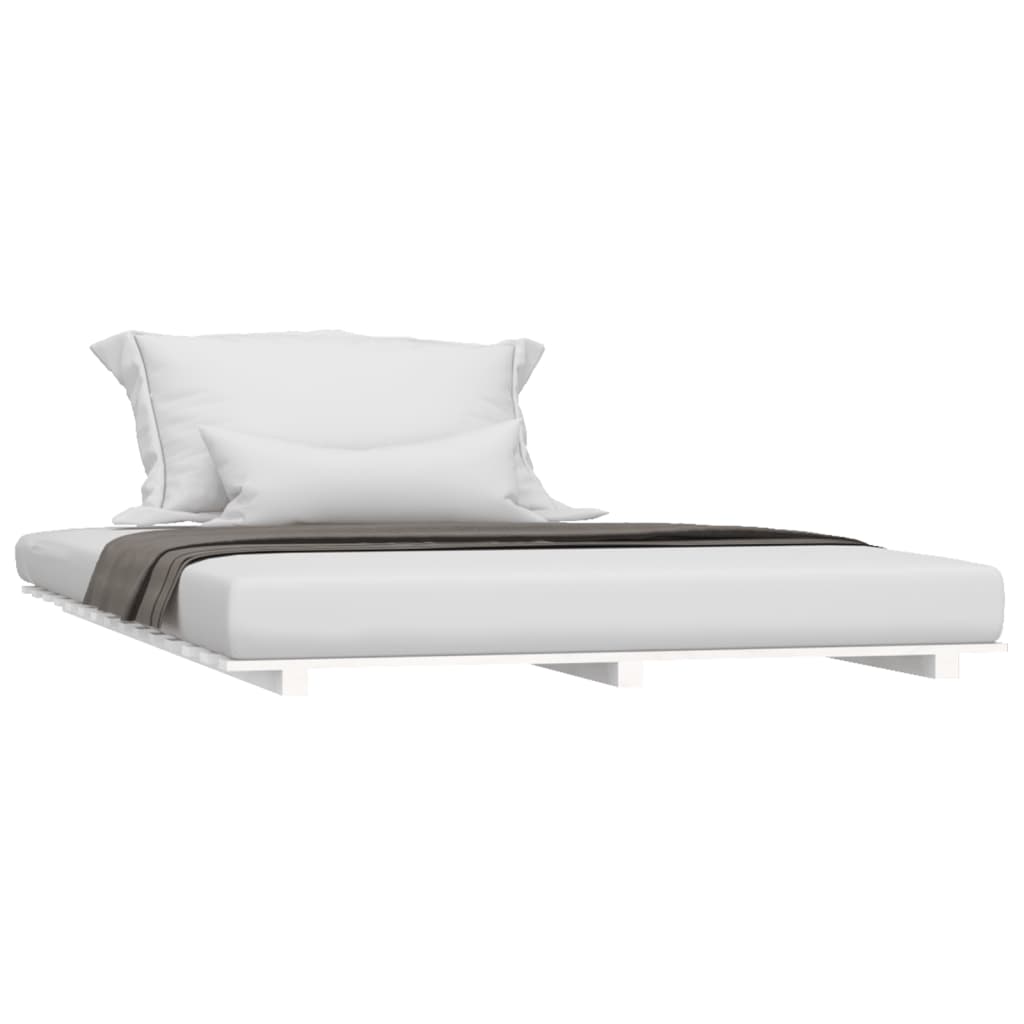 Letto senza Materasso Bianco 140x190 cm Legno Massello di Pino - homemem39