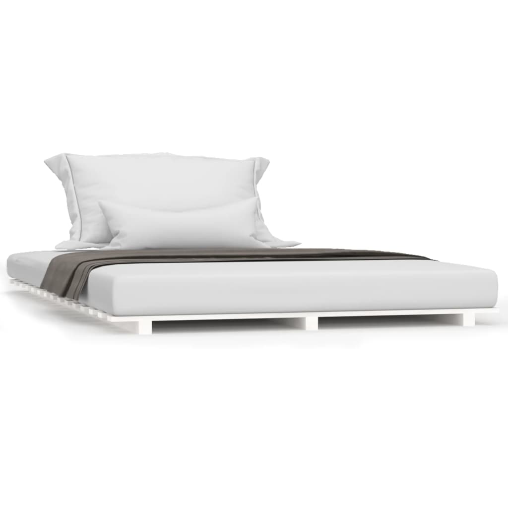 Letto senza Materasso Bianco 135x190 cm Legno Massello di Pino - homemem39
