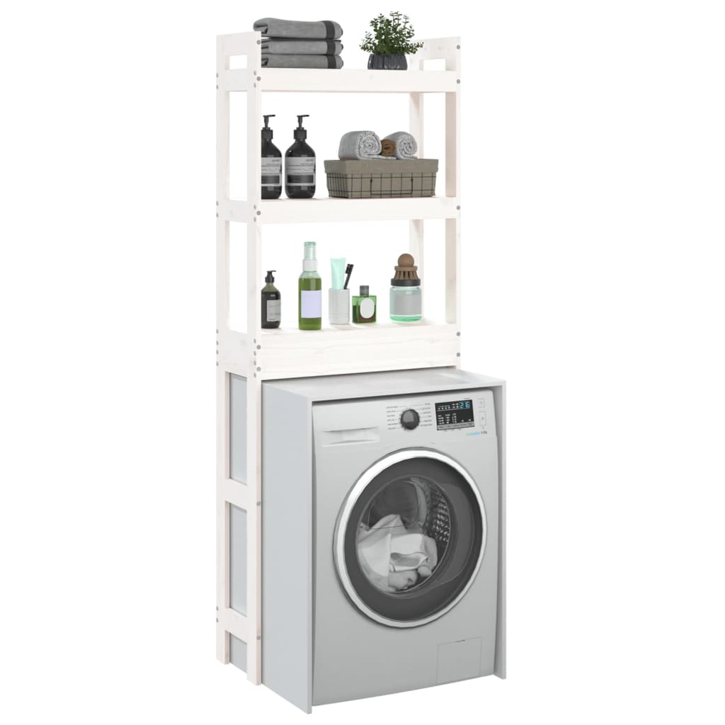 Rastrelliera da Bagno Bianca 63x26x171 cm Legno Massello Pino - homemem39