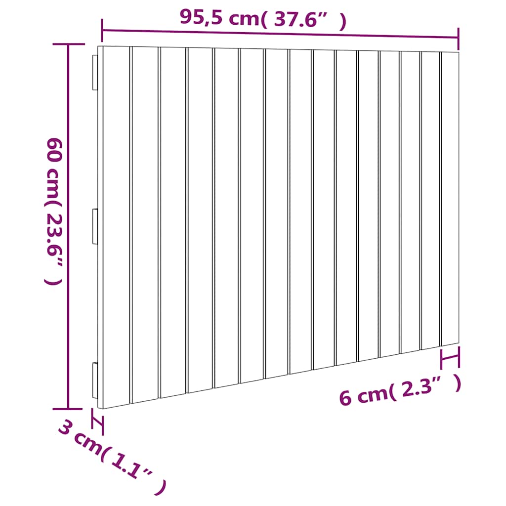 Testiera da Parete 95,5x3x60 cm in Legno Massello di Pino | homemem39