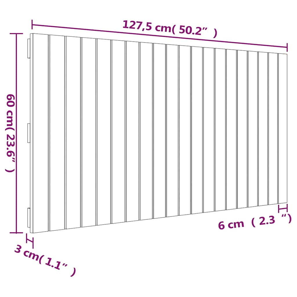 Testiera da Parete Nera 127,5x3x60 cm in Legno Massello di Pino | homemem39