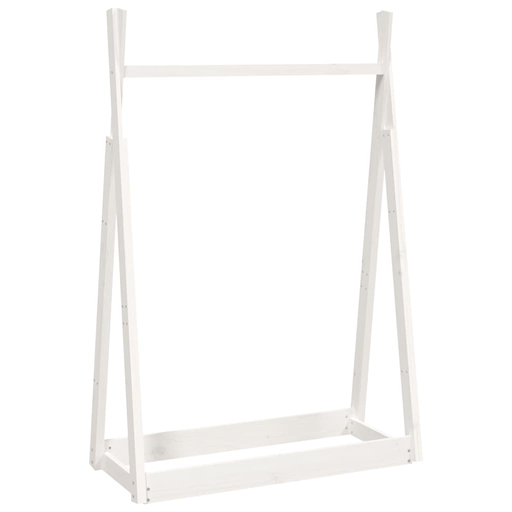 Appendiabiti Bianco 100x45x150 cm in Legno Massello di Pino - homemem39