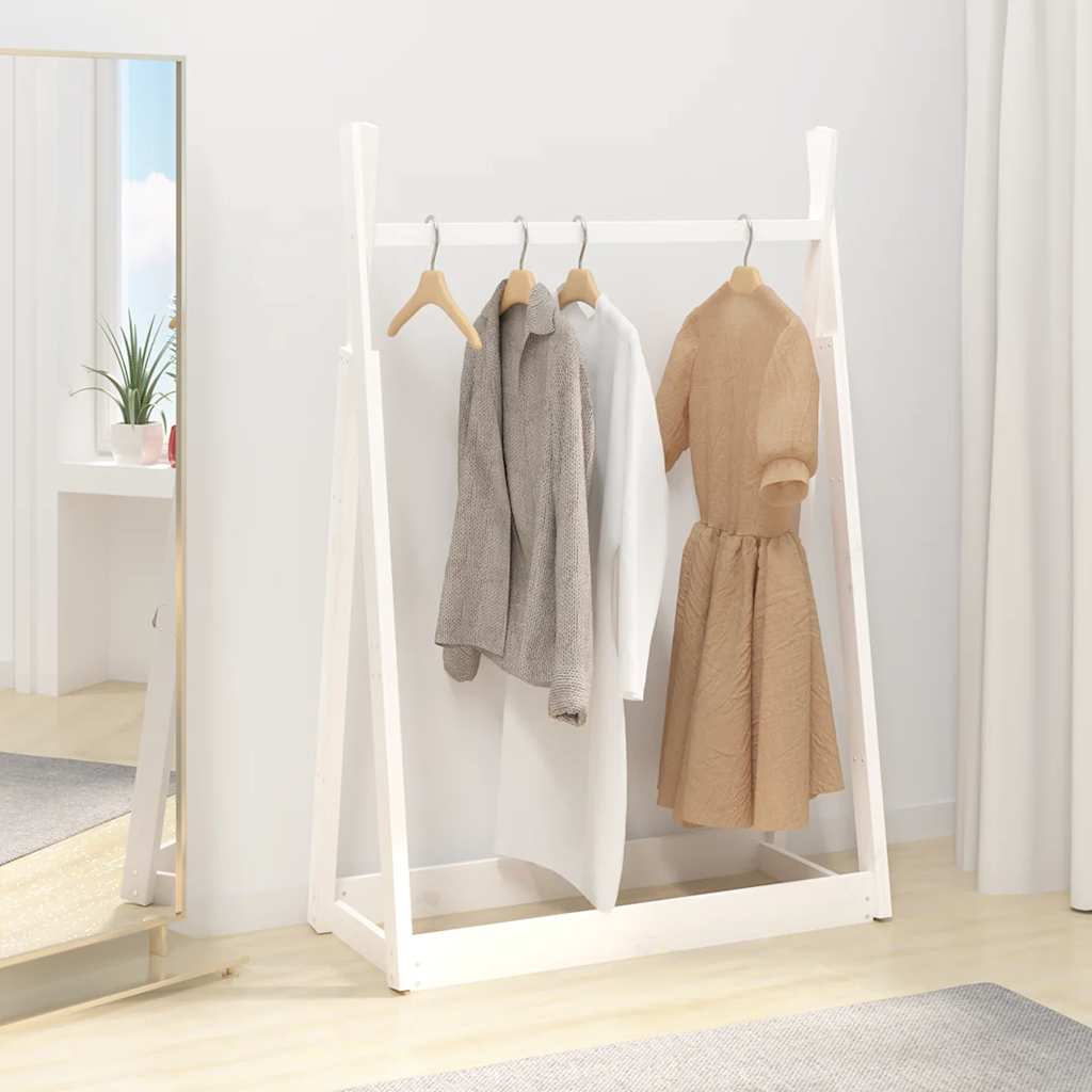 Appendiabiti Bianco 100x45x150 cm in Legno Massello di Pino - homemem39