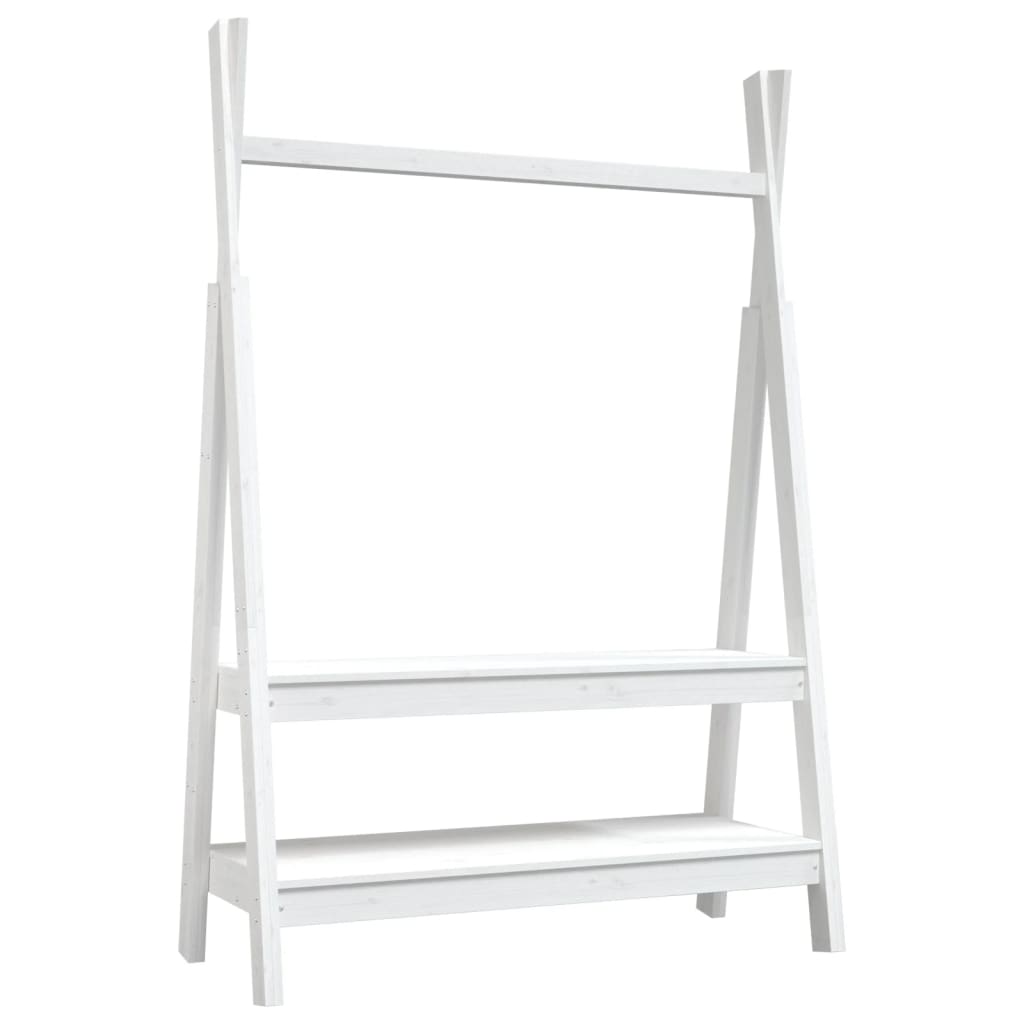 Appendiabiti Bianco 100x45,5x150 cm Legno Massello di Pino - homemem39