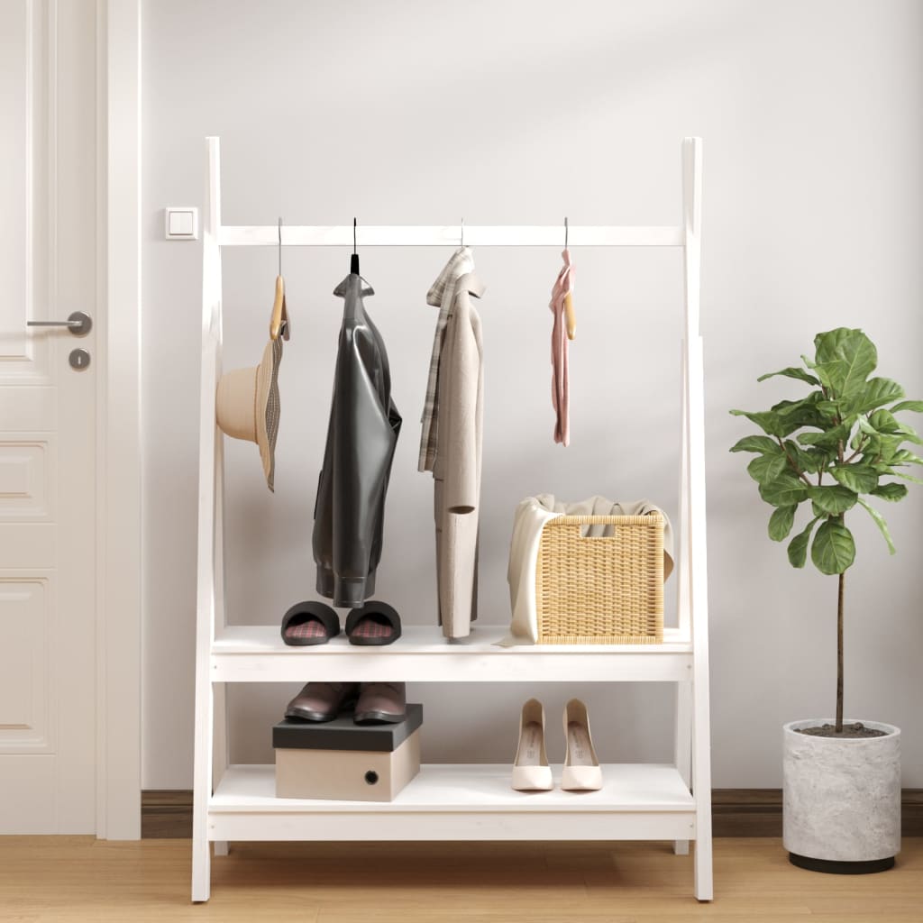 Appendiabiti Bianco 100x45,5x150 cm Legno Massello di Pino - homemem39