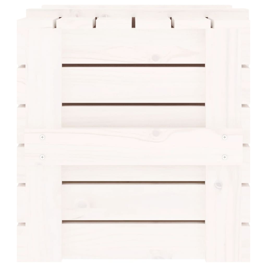 Contenitore Portaoggetti Bianco 58x40,5x42 cm Massello di Pino - homemem39