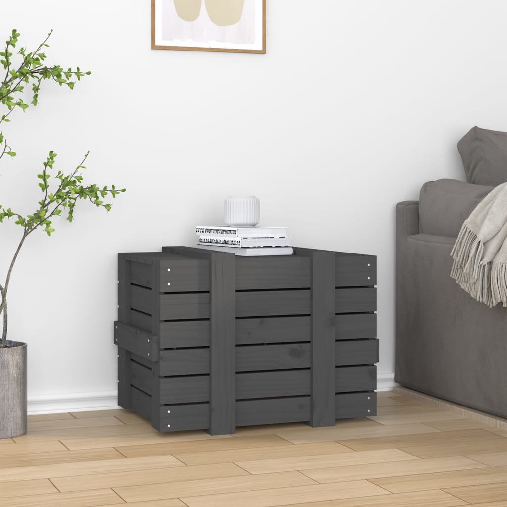 Contenitore Portaoggetti Grigio 58x40,5x42 cm Massello di Pino - homemem39