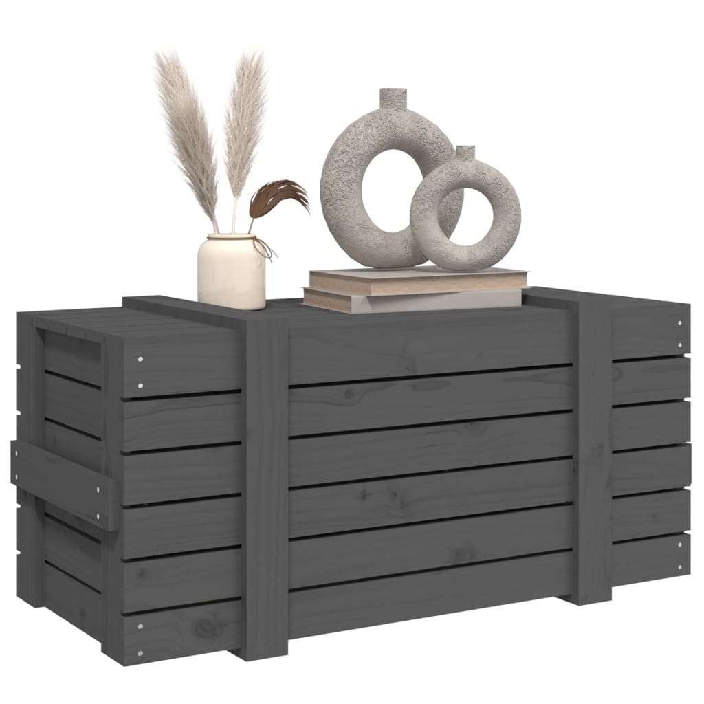 Contenitore Portaoggetti Grigio 91x40,5x42 cm Massello di Pino - homemem39