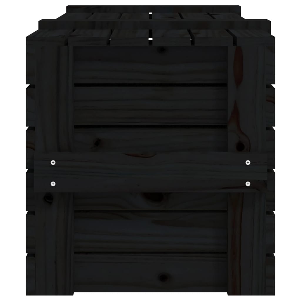 Contenitore Portaoggetti Nero 91x40,5x42 cm Legno Massello Pino - homemem39