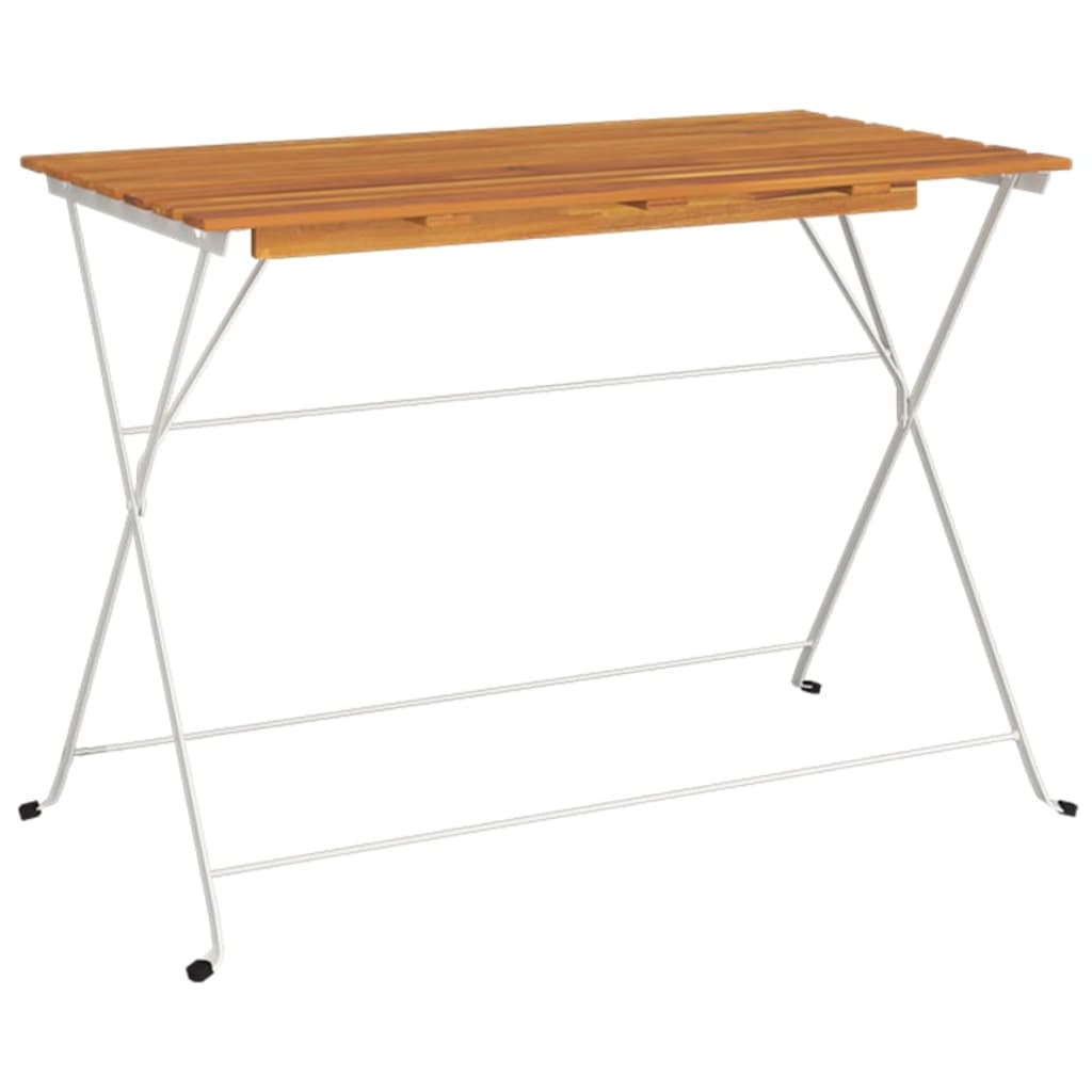 Tavolo Bistrò Pieghevole 100x54x71 cm Massello Acacia e Acciaio - homemem39