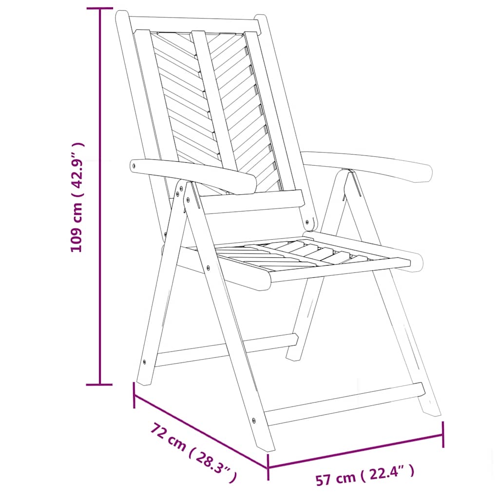 Sedie da Giardino Reclinabili 2 pz Legno Massello di Acacia | homemem39