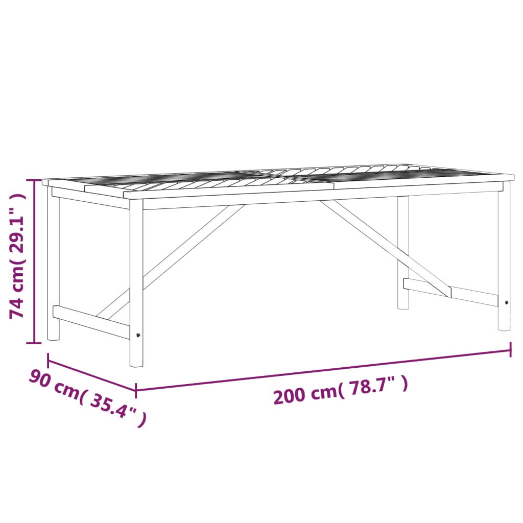 Tavolo da Pranzo da Giardino 200x90x74 cm Legno Massello Acacia | homemem39