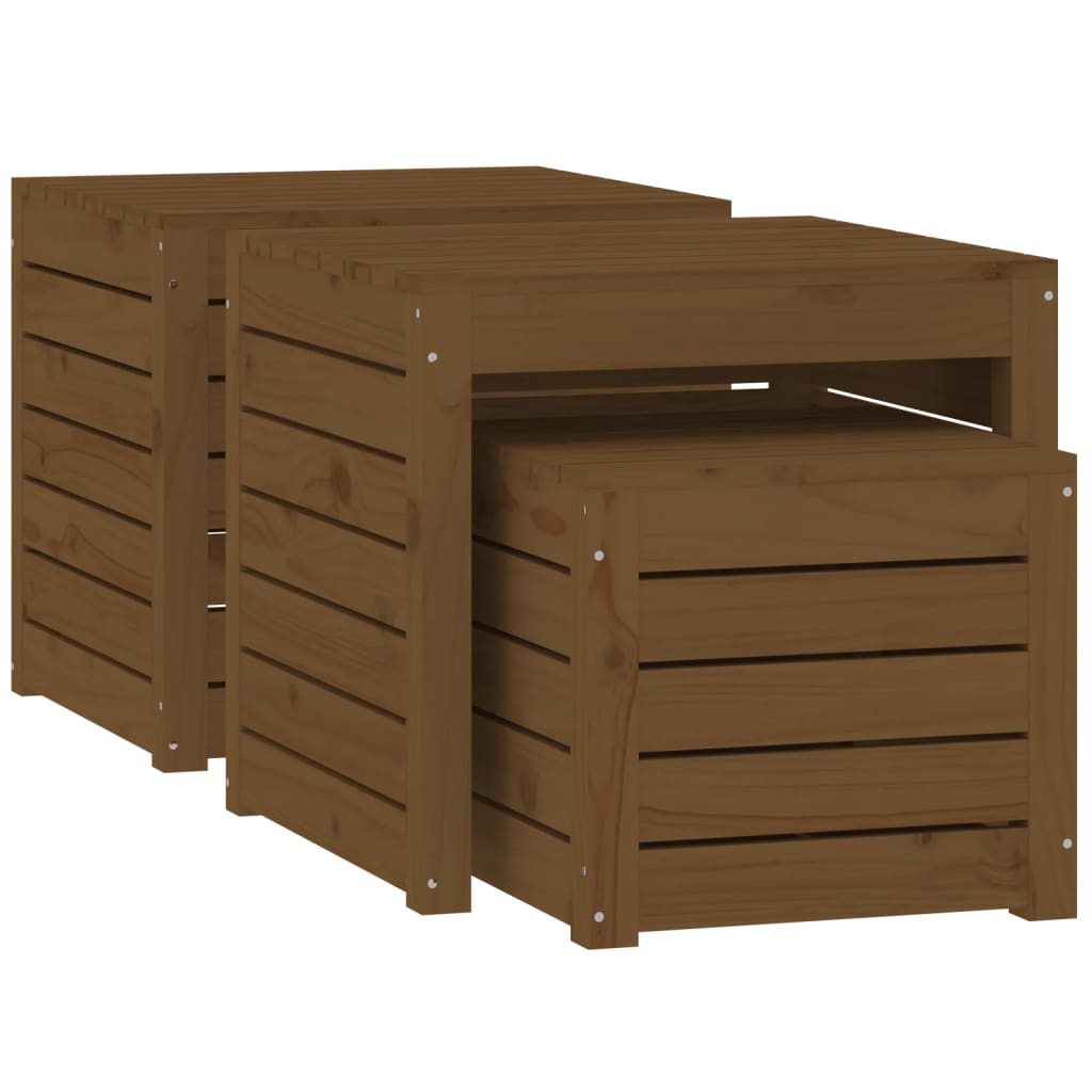 Set Cassette da Giardino 3 pz Ambra in Legno Massello di Pino - homemem39