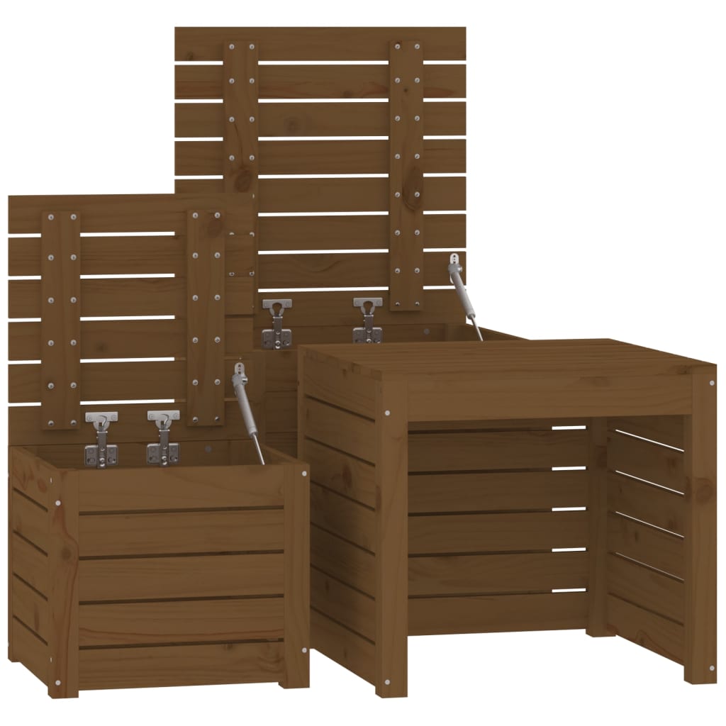 Set Cassette da Giardino 3 pz Ambra in Legno Massello di Pino - homemem39