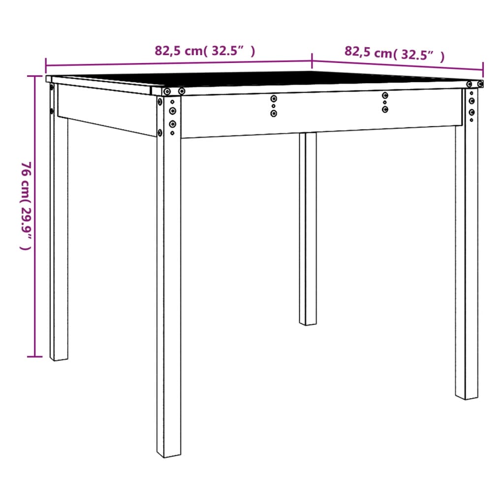 Tavolo da Giardino Bianco 82,5x82,5x76cm Legno Massello di Pino
